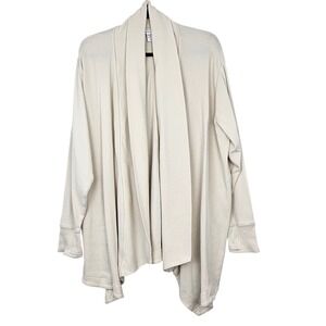 Athleta Ribbed Open Front Cardigan Wrap Cream Women's XL Shawl Collar